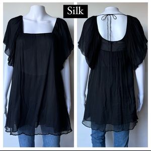 Anne Fontaine Black Silk Sheer Top 36